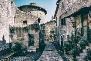 Medieval architecture of Sermoneta in Italy.