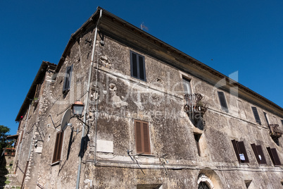 Blue sky on the background of a medieval residence.