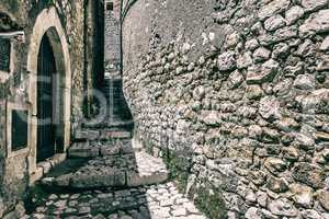 Stairs on a medieval town path.