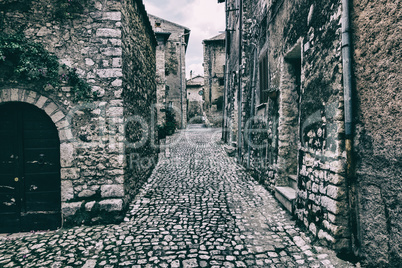 Stone timeworn walls of a medieval town.