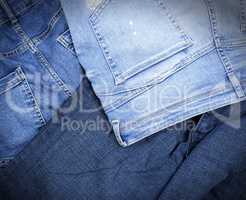 different classic blue jeans, full frame