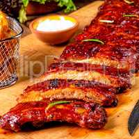 BBQ spare ribs from a charcoal grill