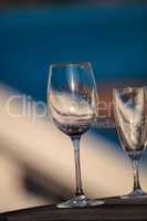 Empty wine glass and champagne flute