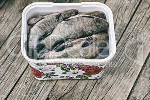 Purified fresh water fish in the container.