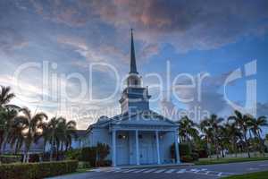 Sunrise over the Naples United Church of Christ in Naples, Flori