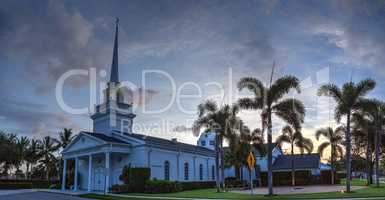 Sunrise over the Naples United Church of Christ in Naples, Flori