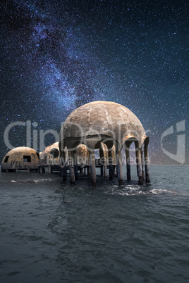 Milky way stars across a night sky over the Cape Romano dome hou