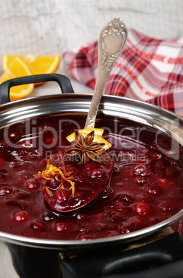 Freshly cooked cranberry sauce