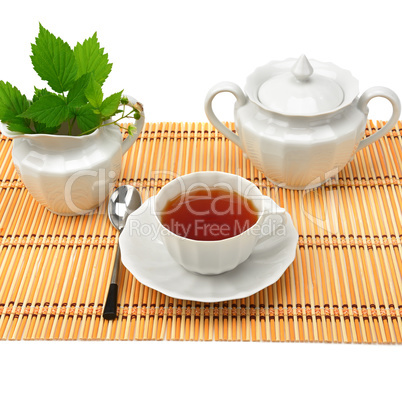 Set for tea isolated on white background.