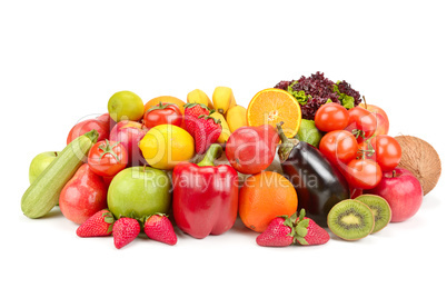 fruits and vegetables isolated on white background.