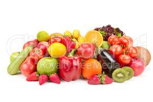 fruits and vegetables isolated on white background.