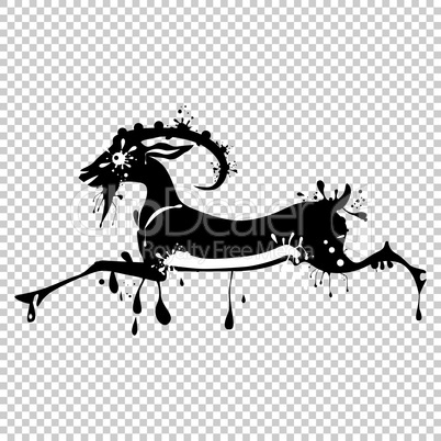 Animal goat chinese Lunar symbol. Chinese calligraphy goat. Vector illustration.