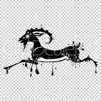 Animal goat chinese Lunar symbol. Chinese calligraphy goat. Vector illustration.