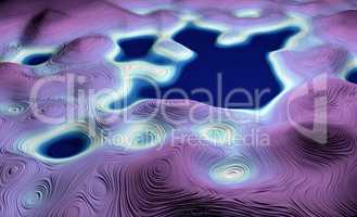 3D landscape background concept. Topo contour map. Rendering. 3D rendering abstract illustration. Futuristic, technology, science. Geography concept. Wavy backdrop. Cartography, topology. Space