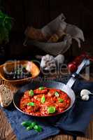 Rustic mini meatballs Baked in tomato sauce with basil