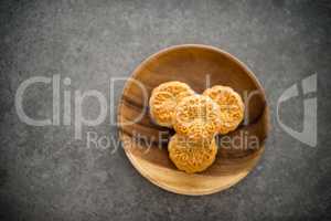 Mid-Autumn Festival Moon cakes on low light background