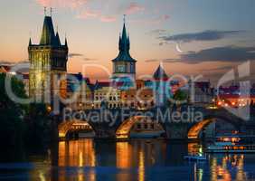 Moon over Charles Bridge