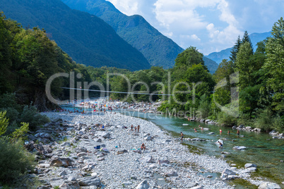 Bathing at the river in the Valle Maggio
