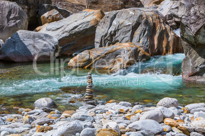 boulders and river at the Verzasca valley