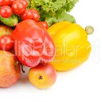 Fruits and vegetables isolated on white background.