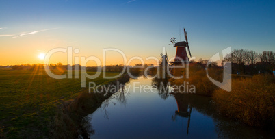 the beautiful greetsieler twin mills in the evening light