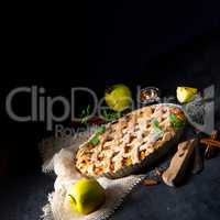 Tasty Apple pie with lattice upper crust