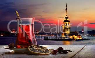 Turkish tea Maiden Tower