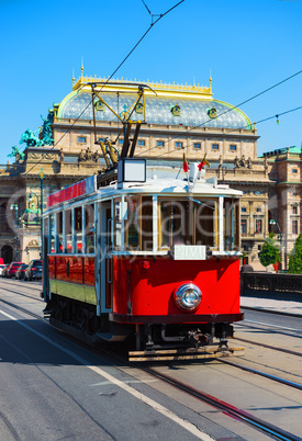 Red vintage tram