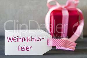 Pink Gift, Label, Weihnachtsfeier Means Christmas Party