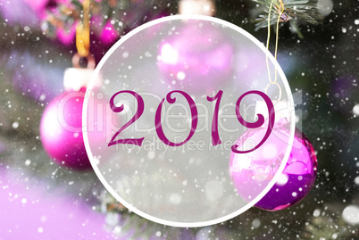 Rose Quartz Christmas Balls, Circle With Text 2019