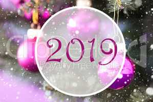 Rose Quartz Christmas Balls, Circle With Text 2019