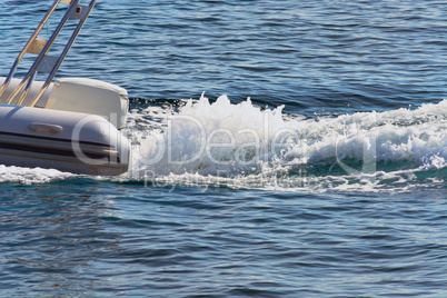 Dinghy with outside board engine