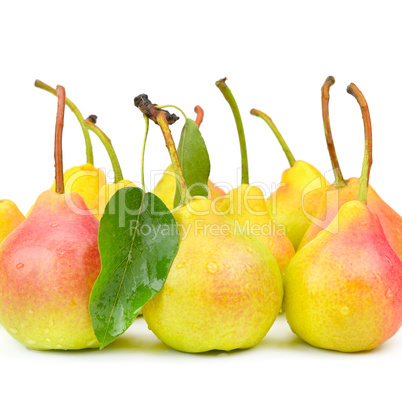 Ripe appetizing pears isolated on white background.