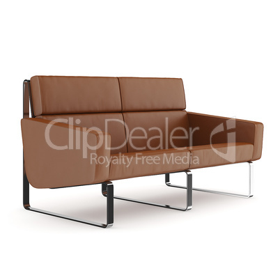Interior: small modern brown sofa . 3D rendering.