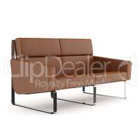 Interior: small modern brown sofa . 3D rendering.