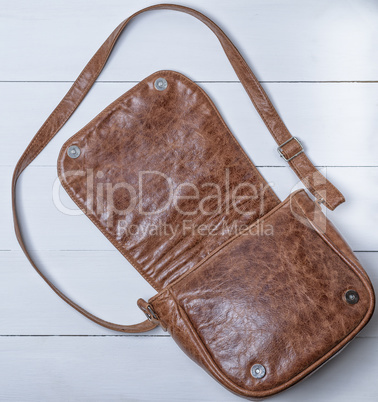 open female brown leather bag