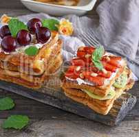 French toast with cottage cheese, strawberries and kiwi
