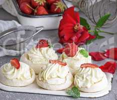 baked cakes of whipped egg whites and cream