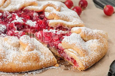 Closeup of gooseberry galette