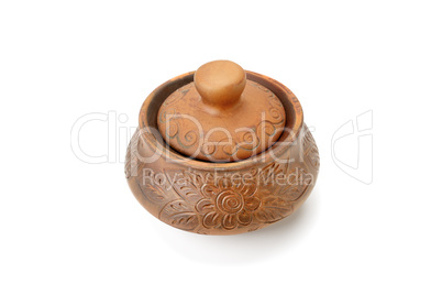 Clay pot isolated on white background.