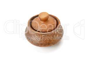 Clay pot isolated on white background.