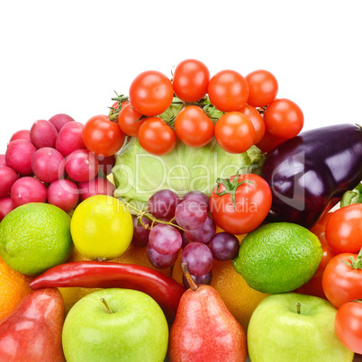 Fruits and vegetables isolated on white background. Organic food