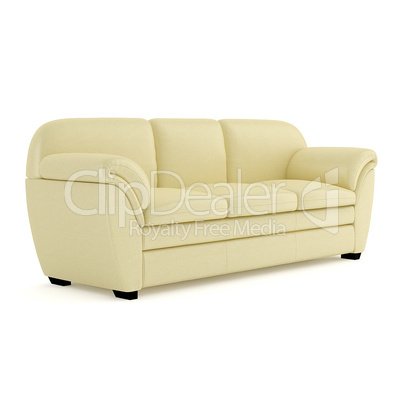 The sofa is soft light yellow . 3D rendering.