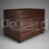 Mobile bedside table with drawers. 3D rendering.