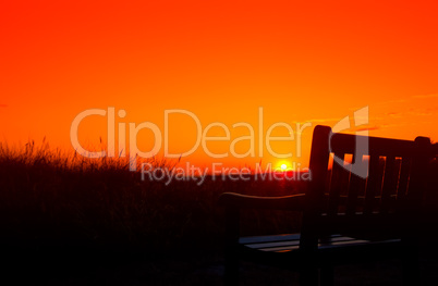 bench at sunset