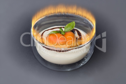 Dessert in glass bowl