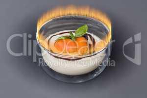 Dessert in glass bowl