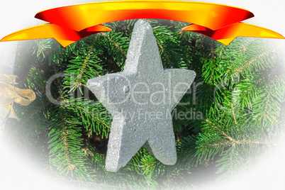 Silver Christmas star at the Christmas tree