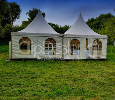 Two big white tents for events