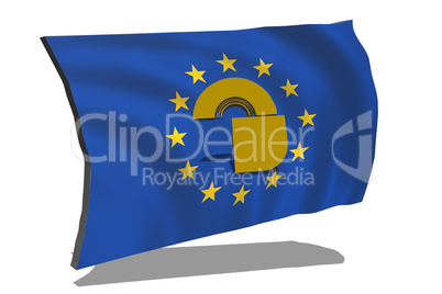 Eu flag with castle in 3D.